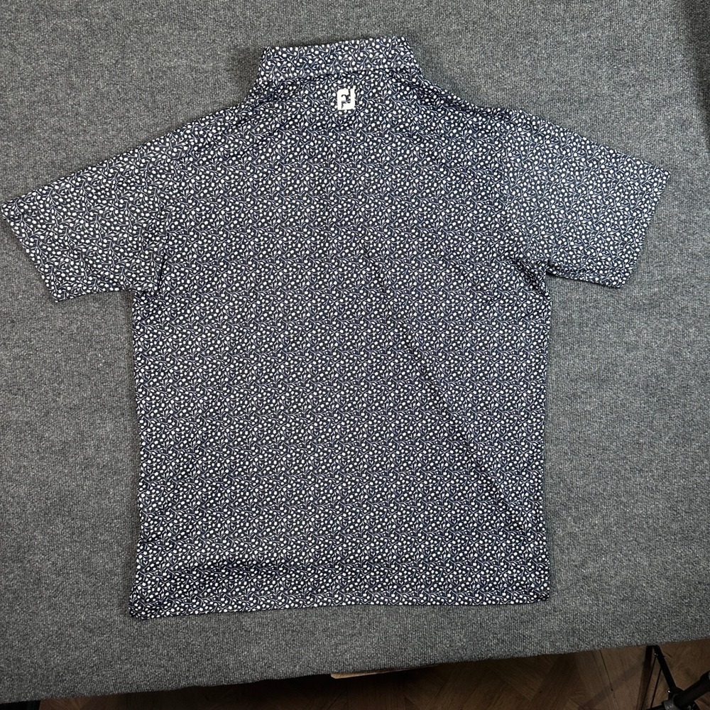 FootJoy Men's ProDry Golf Polo Shirt Size 2XL Navy Blue Floral Print - Picture 7 of 9